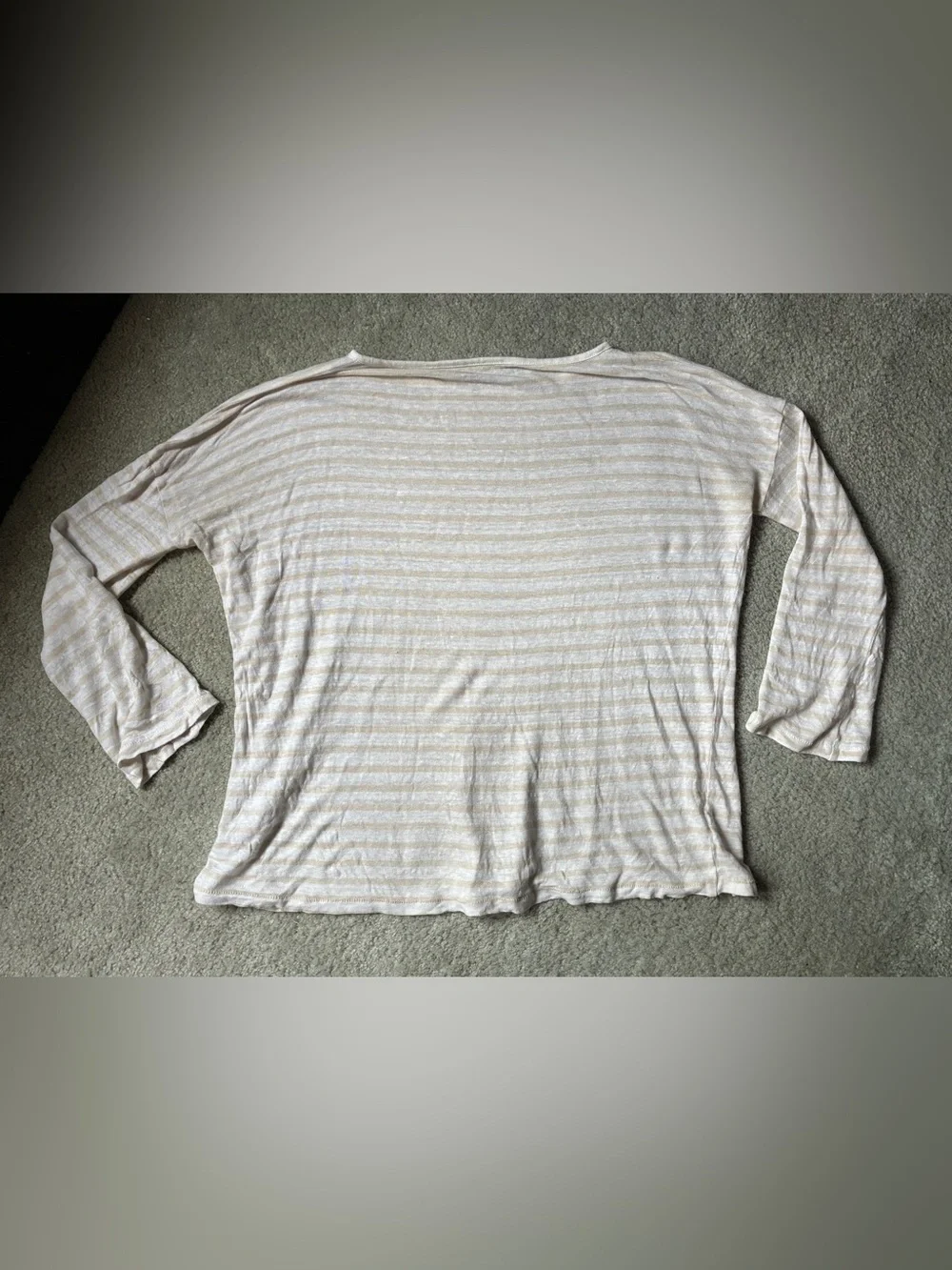 J. Crew Women’s Cream & White Striped Long-Sleeve Linen T Size S fits like XS